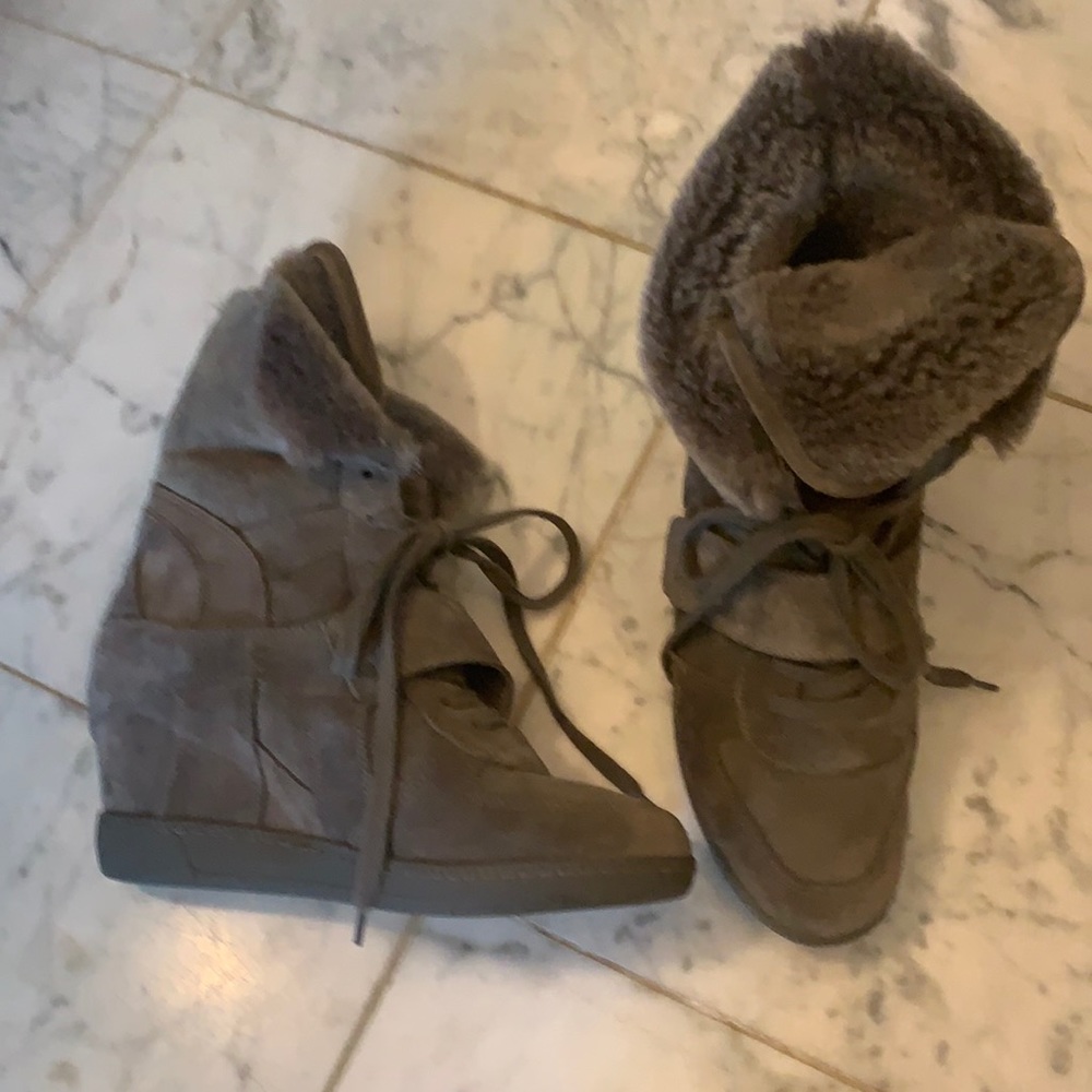Ash sneakers , high top , shearling lined.